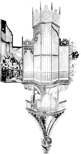 Cette gravure de J.Gretsch (1851) est un fac-simile
d'un dessin du projet pour l'orgue de 1716.
Le dessin original (en couleurs) est souvent attribué à André Silbermann.
La moitié de gauche montre le buffet "avant", donc avec ses volets peints,
et la partie droite "après" avec les jouées et les ornements rocaille.
Il était prévu de supprimer Samson et le lion.
Image originale de la BNU, référence NIM24587, 85,7 x 71,8 cm.
Notons que la ligne des bouches est toujours horizontale.